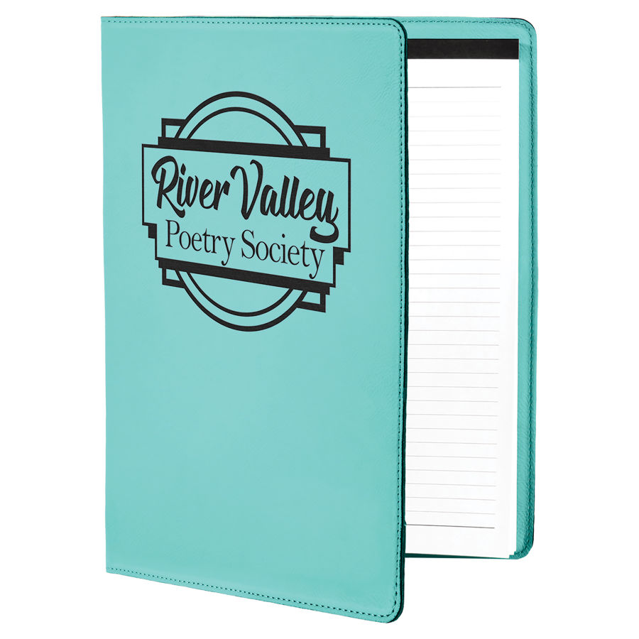 9 1/2" x 12" Teal Leatherette Portfolio with Notepad 1