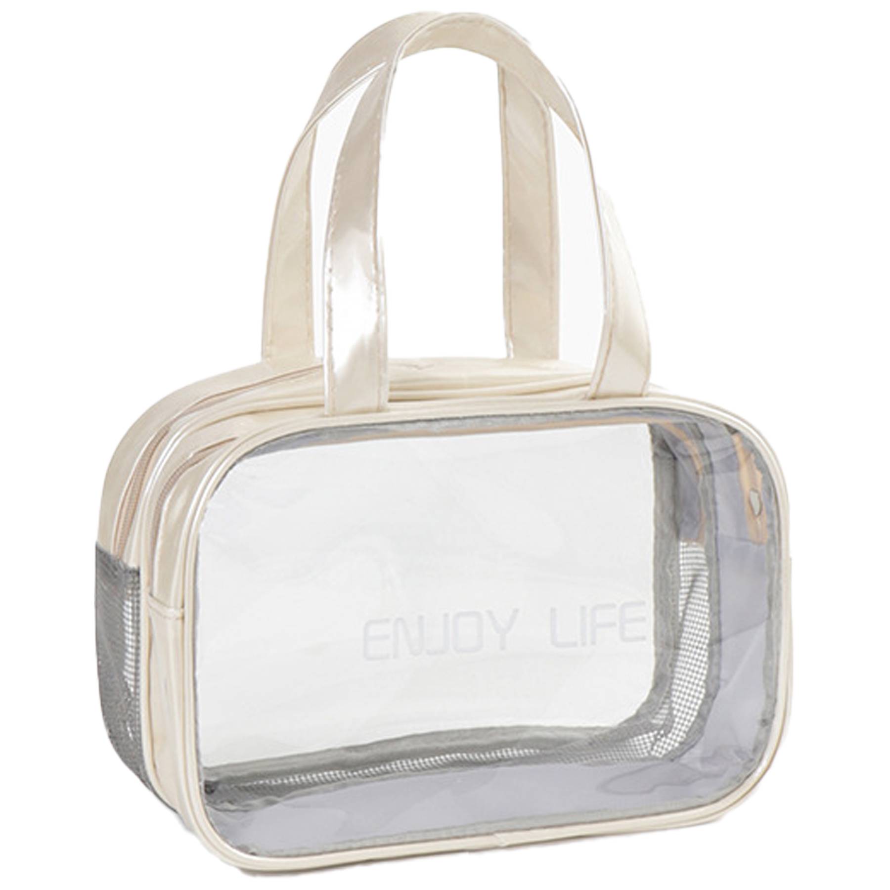 PVC Clear Dry Wet Separation Makeup Bag Handbag 8