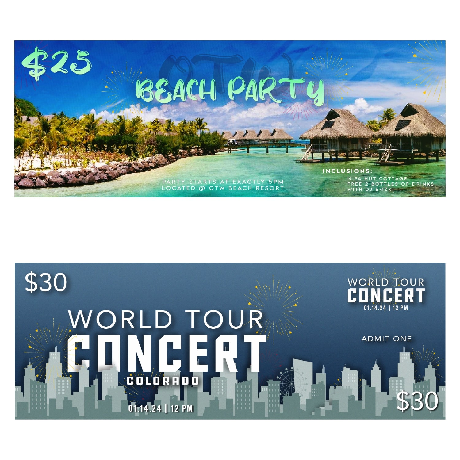Sequential Numbering Event Ticket 1