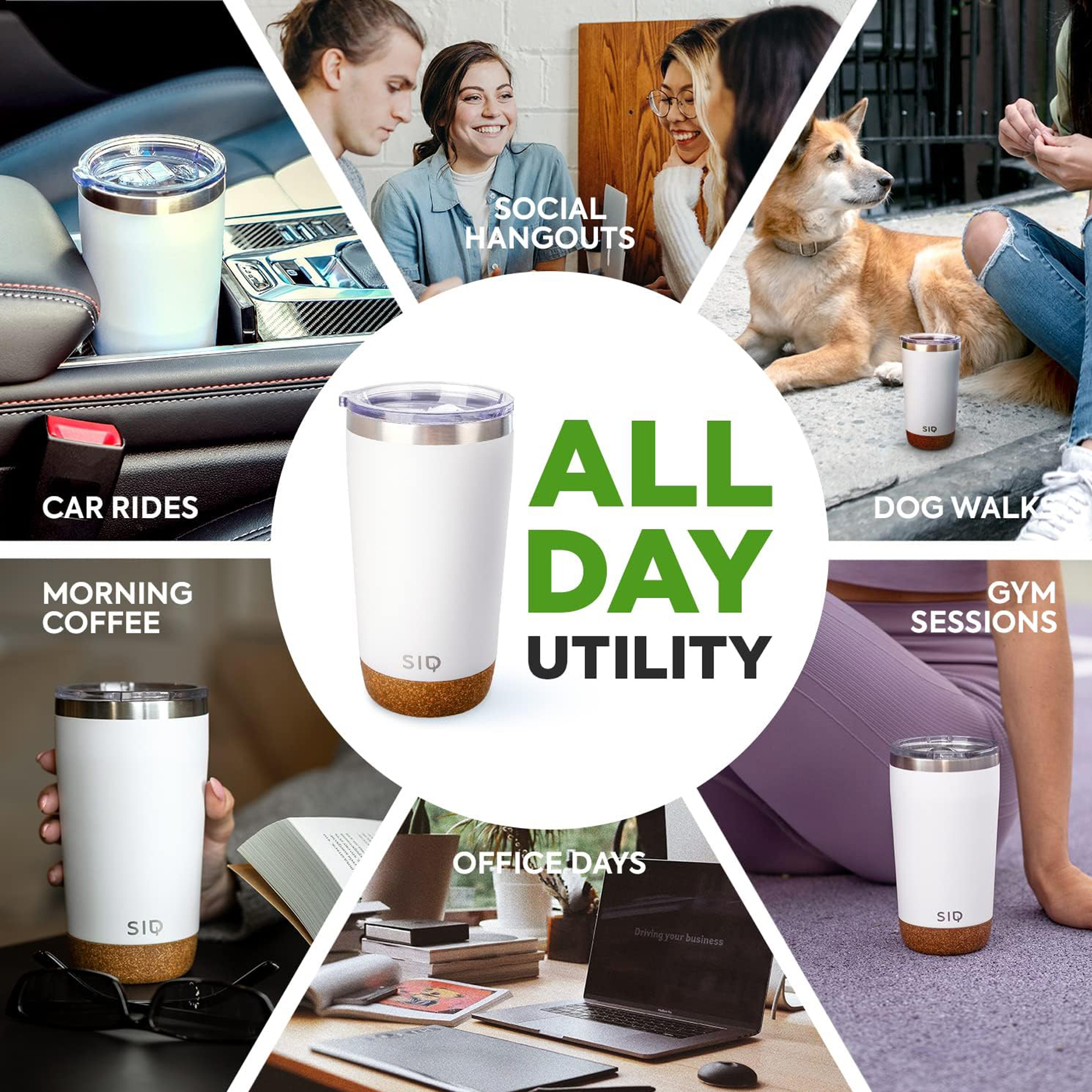 20 oz Insulated Coffee Travel Mug with Cork Bottom 7