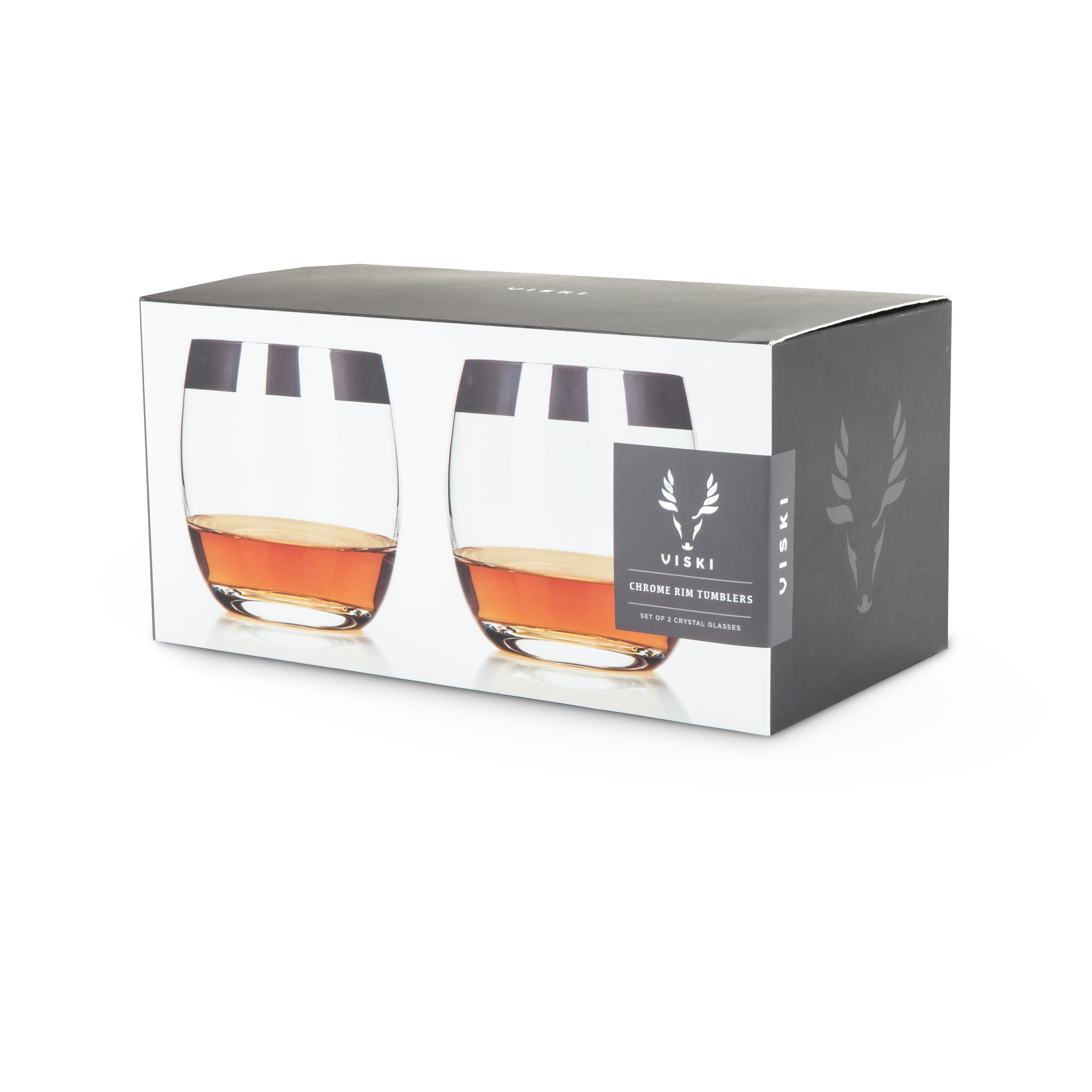 Viski® Chrome Rim Crystal Tumbler, set of 2 6