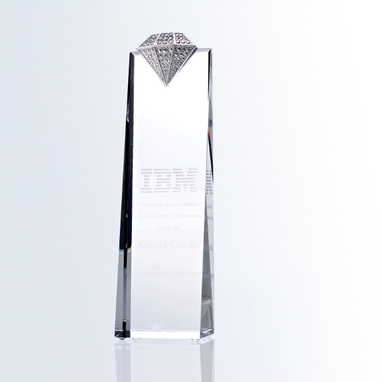 Luxury Diamond Optic Crystal Award - Large