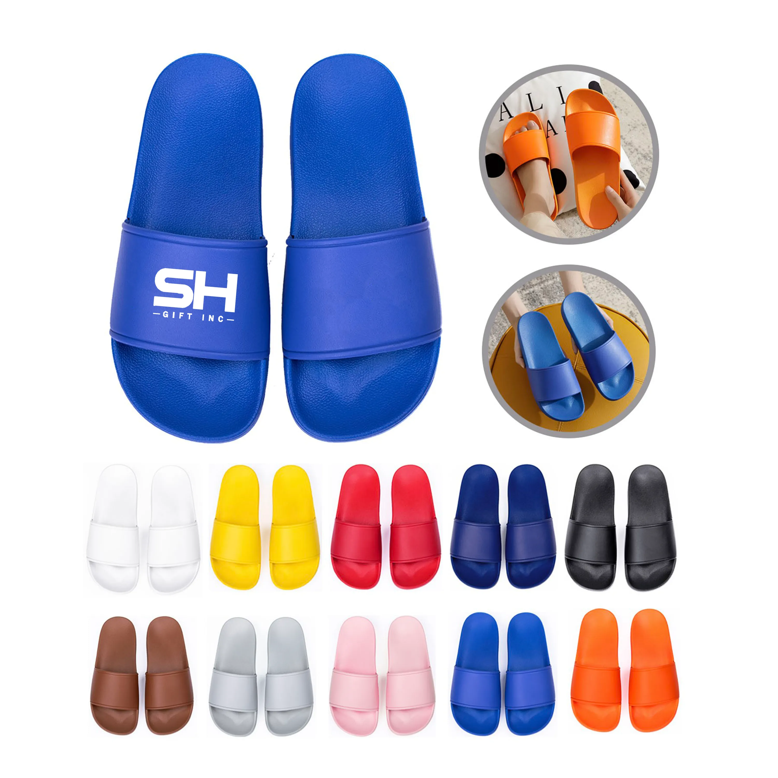 Custom Pure Color Unisex Slippers Slide Sandals 4