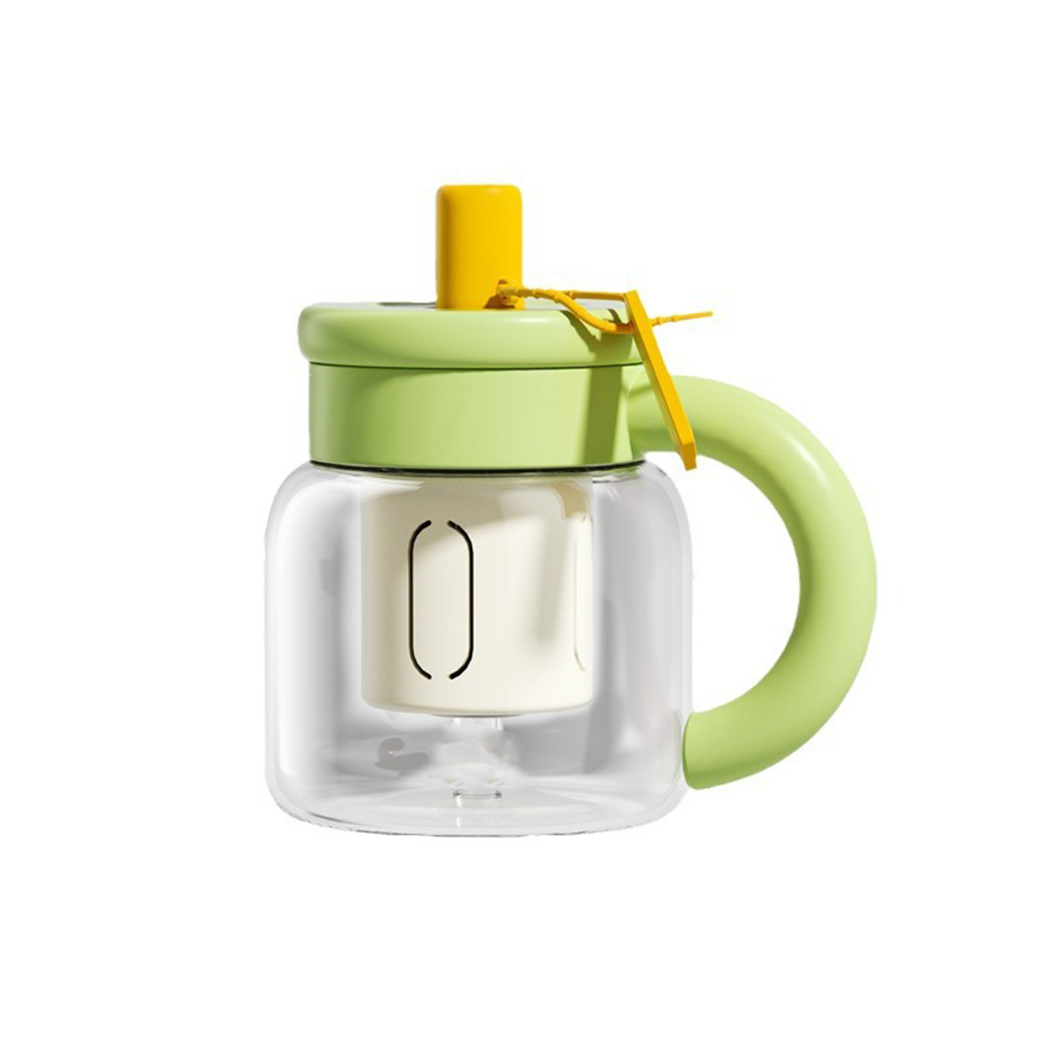 30Oz Large Capacity Glass Flower Tea Cup w/ Straw 1