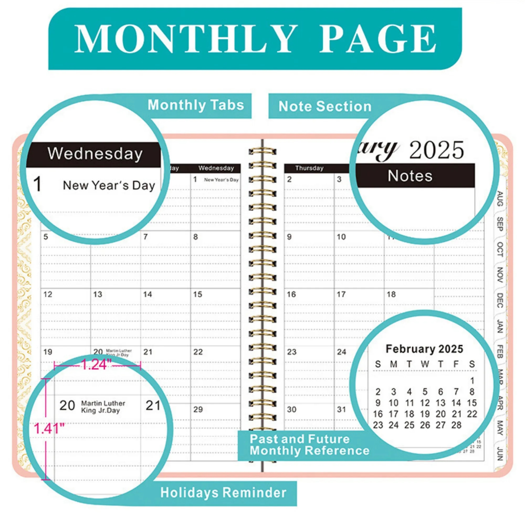 2025 Monthly Planner with Spiral Bound 4