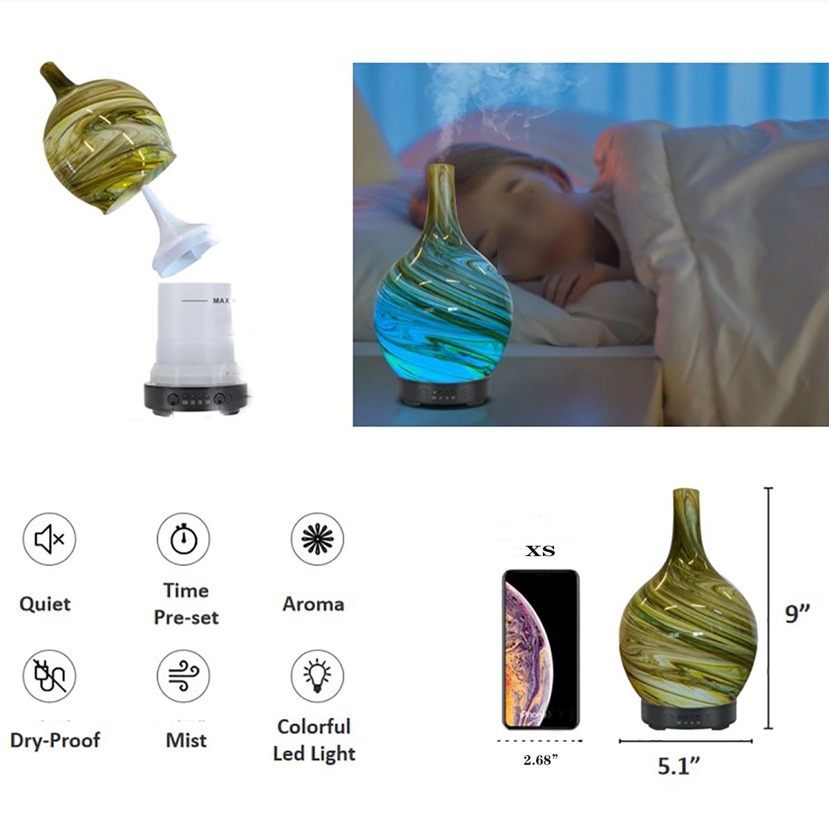 3D Glass Aromatherapy Ultrasonic Humidifier 3