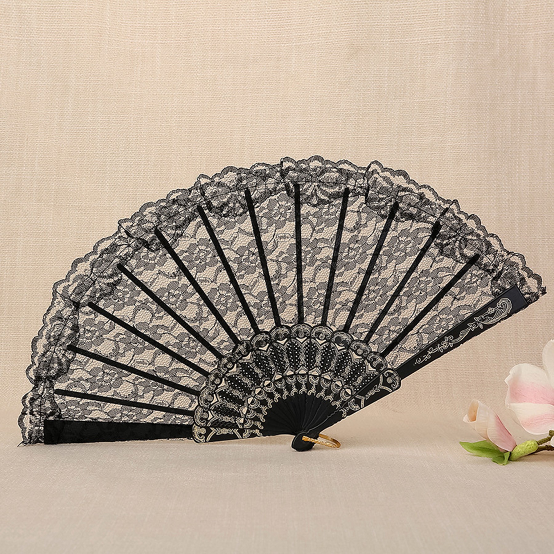 European Vintage Lace Folding Fan 4