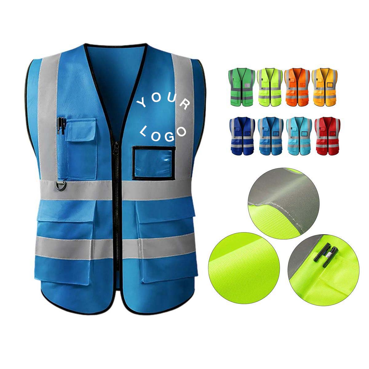 Safety Vest with Storage Pockets and Reflective Bands 9