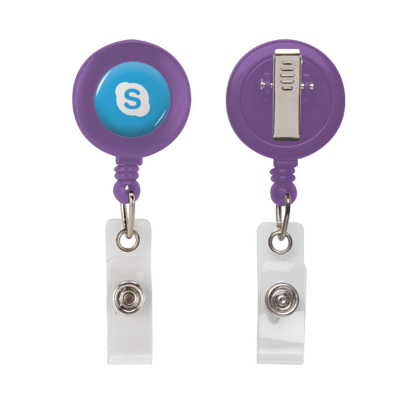 Retractable Zip Cord w/ Epoxy Dome & Vinyl Snap Attachment w/ Bulldog Clip 19