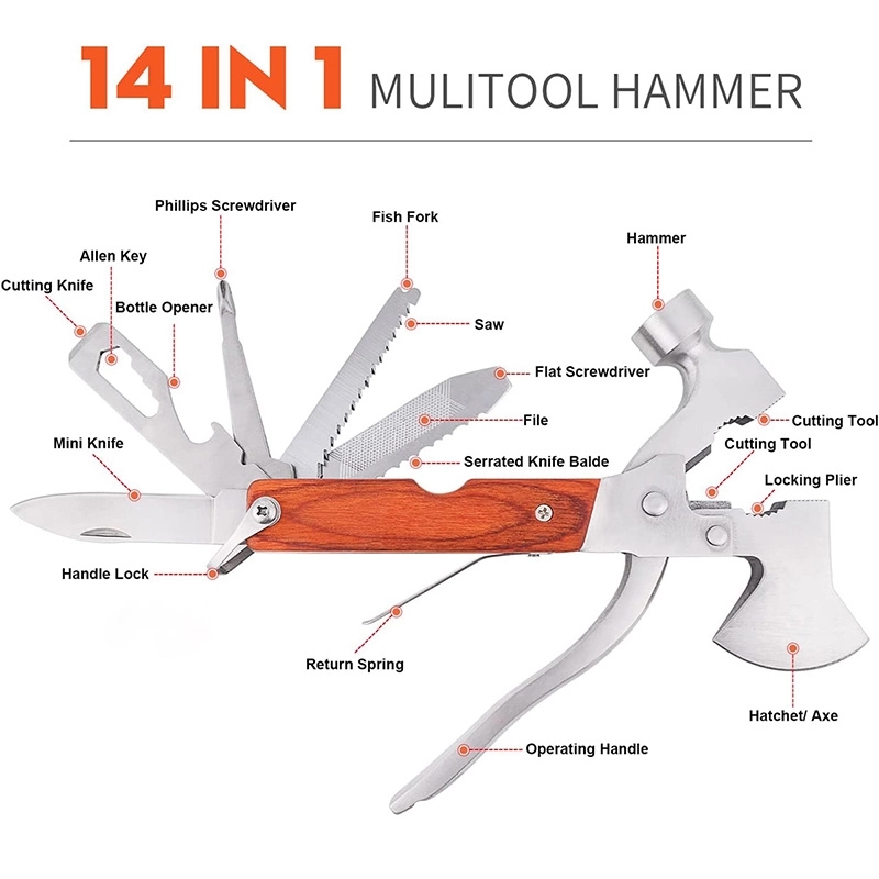 14 in 1 Multitool Portable Folding Survival Pocket Hammer 5