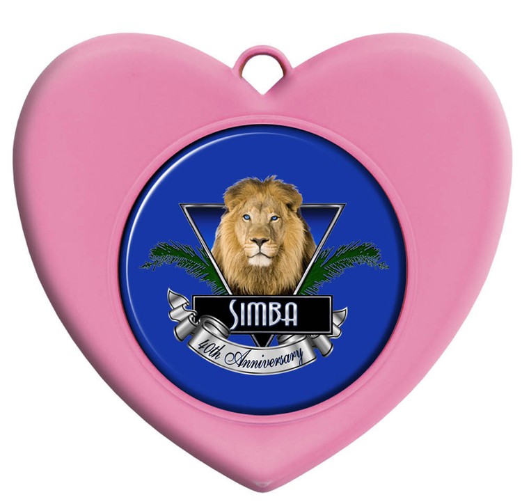 Express Vibraprint™ Heart Shaped Insert Medallion Pink (3")