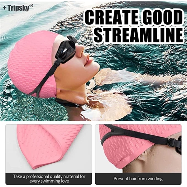 Silicone Swim Cap Ideal for Curly Short Medium Long Hair 5