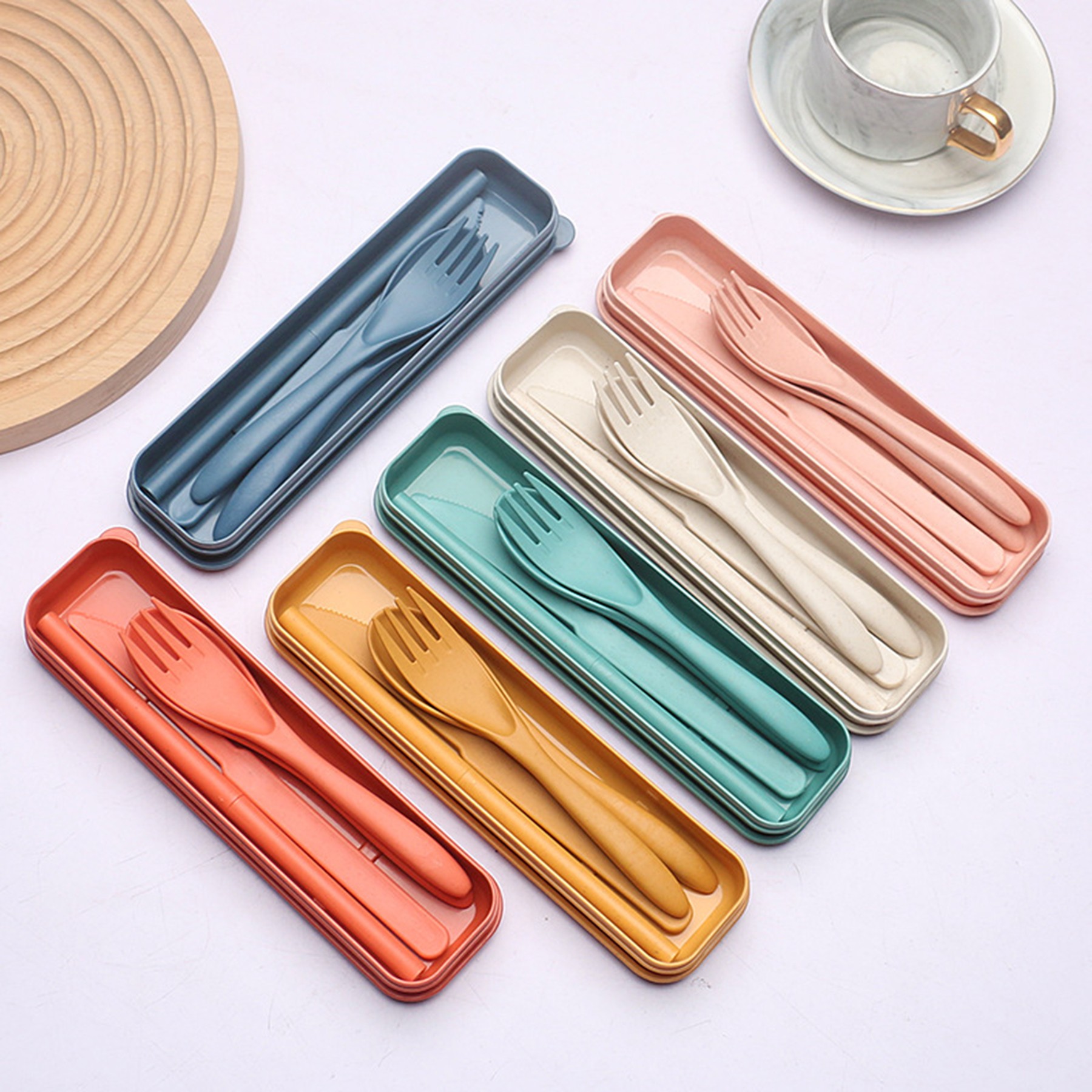 4 Pieces Wheat Straw Cutlery Utensil Set 4