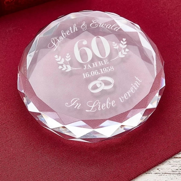 Faceted Optical Crystal Round Paperweight 3
