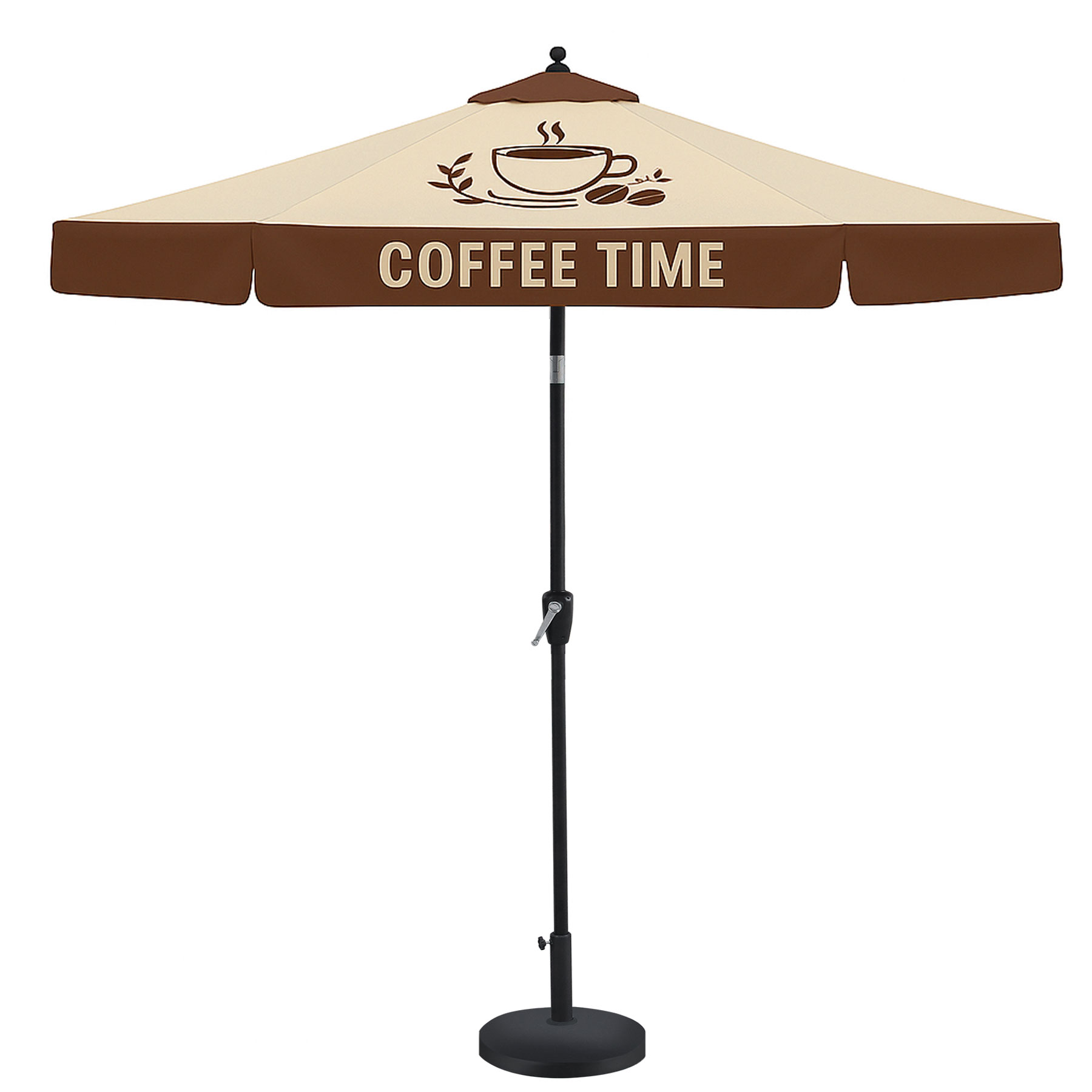 7.5' Black Aluminum Commerical Market Umbrella w/ Crank & Auto-Tilt ( Dye Sublimation ) 1