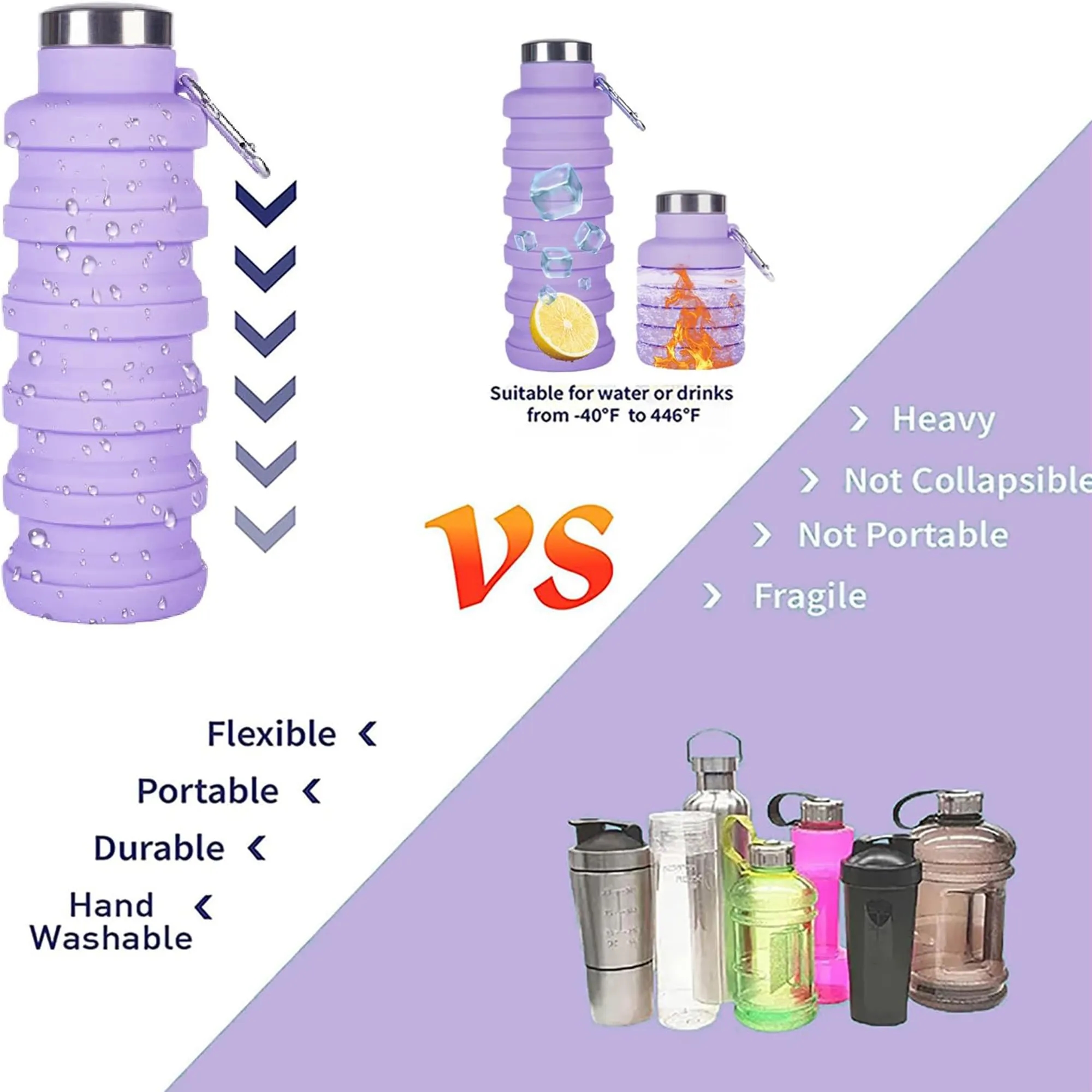 Silicone Foldable Water Bottle for Outdoor Use 3