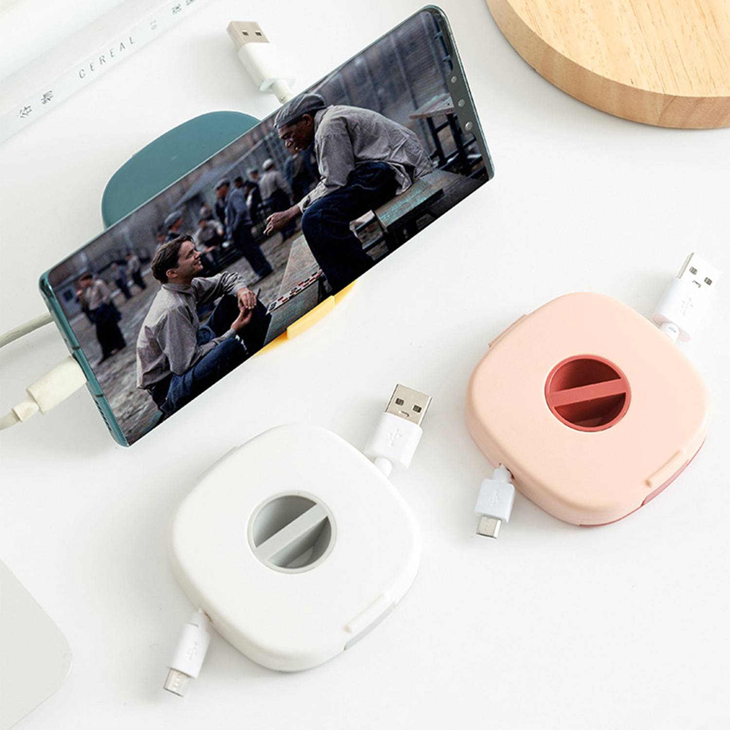 Portable Rotatable Cable Organizer with Phone Stand 6