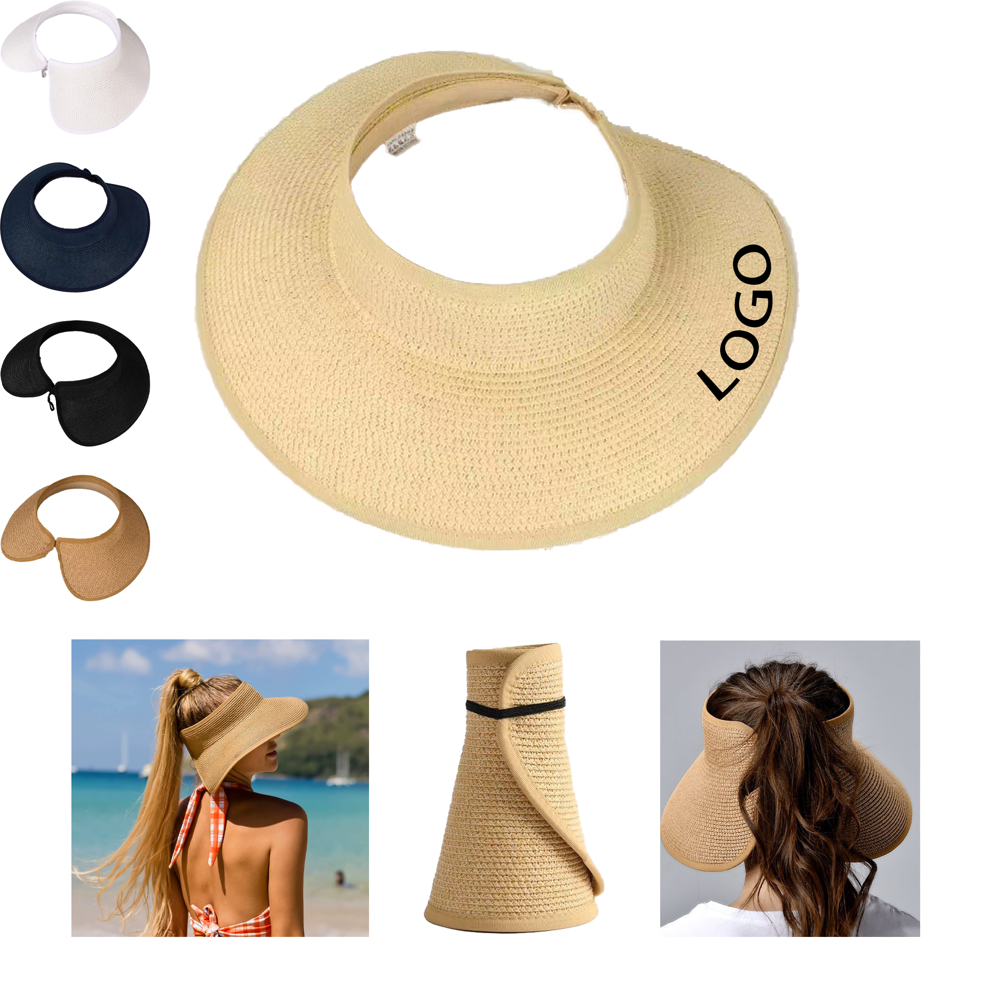Women's Wide-Brim Foldable Straw Beach Hat 2