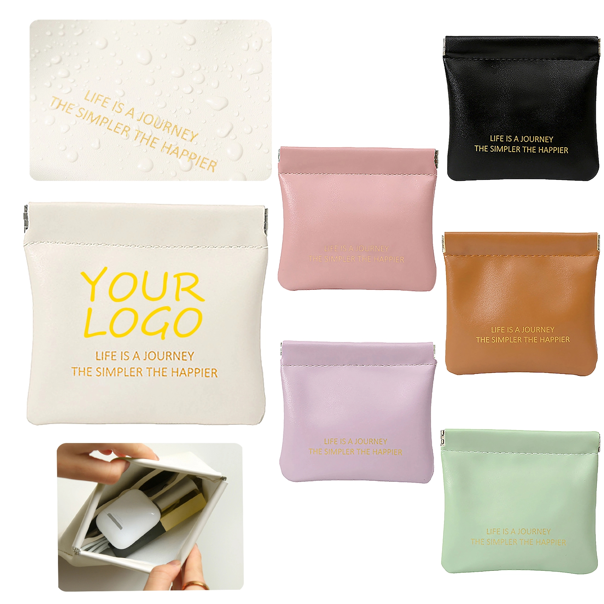 MOQ 20pcs Leather Portable Waterproof Storage Makeup Bag 3