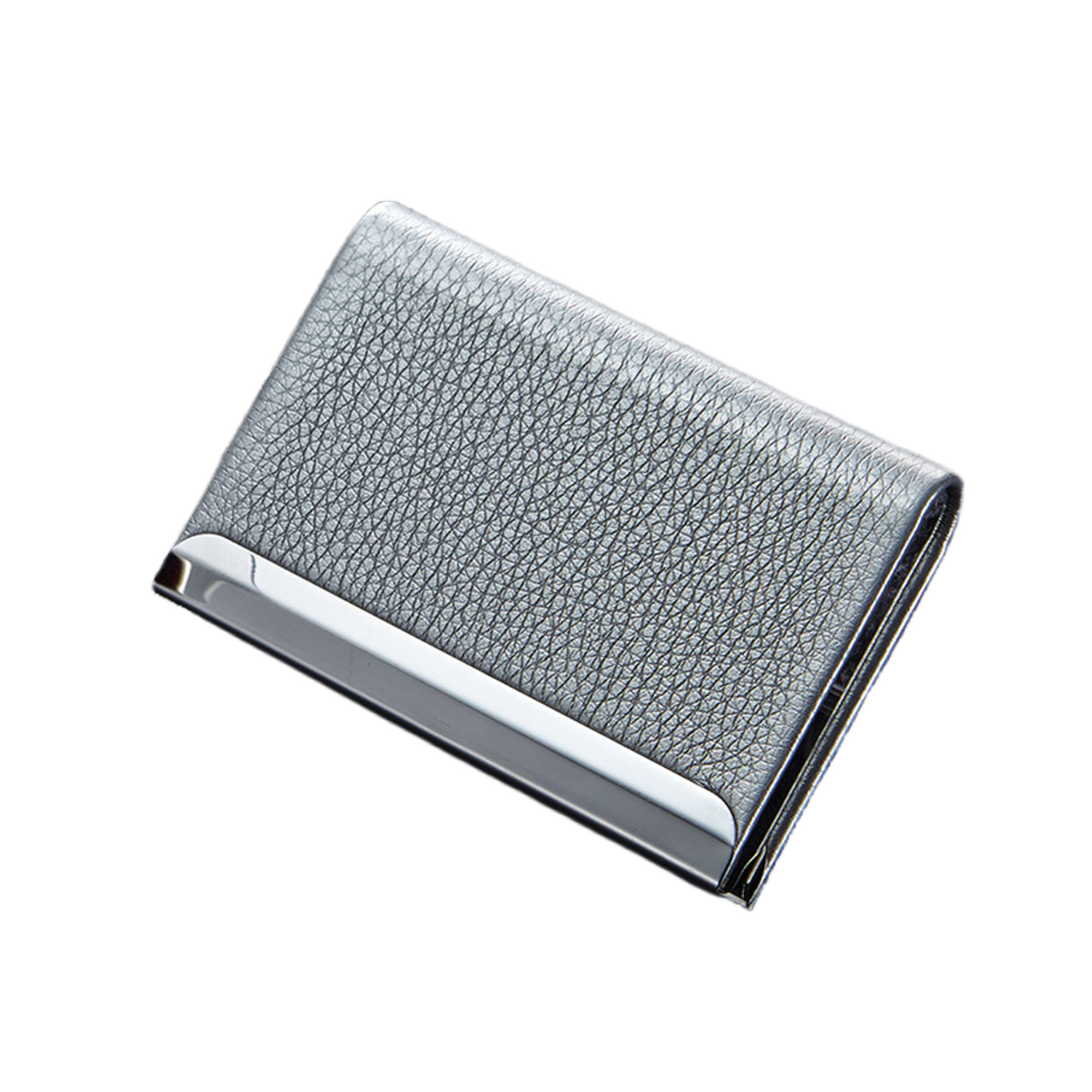 PU Leather Metal Insert Thick Large Capacity Business Card Holder 7