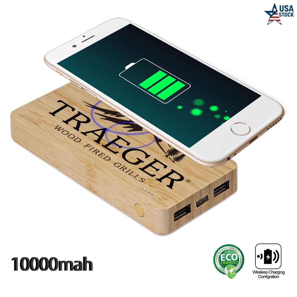 Eco-Friendly Bamboo 10W Fast Wireless Charger And 10000mAh Power Bank 1