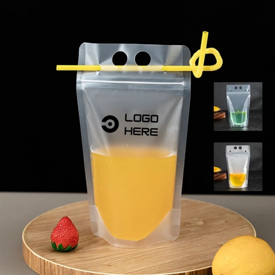 Disposable Sealable Drink Bag With Straw 2