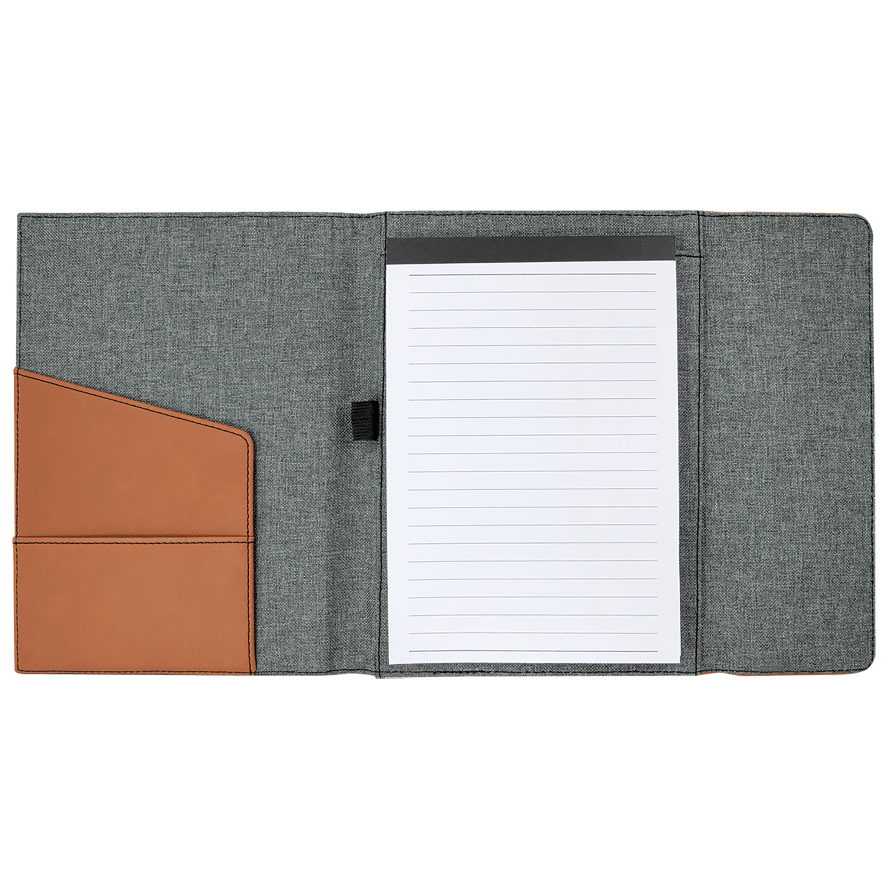 7" x 9" Rawhide Leatherette & Gray Canvas Portfolio 3