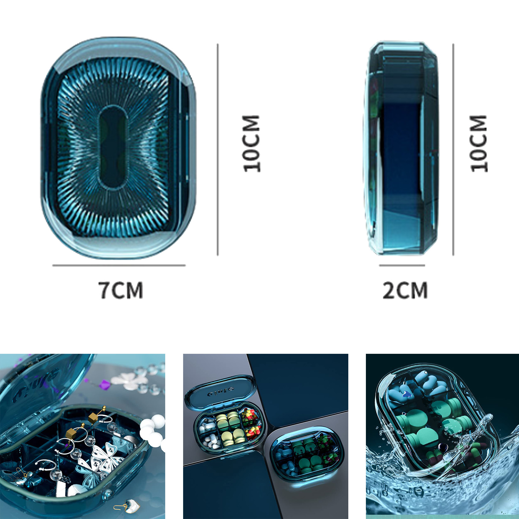 6 Grids Waterproof Portable Daily Small Pill Case 2