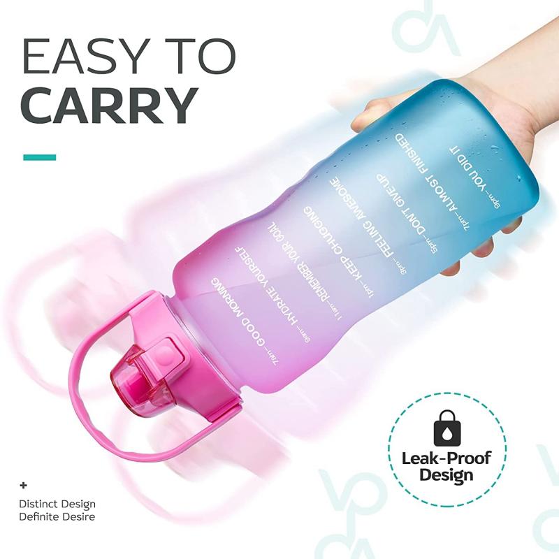 Color Changing 0.5 Gallon Motivational Water Bottle w/Straw & Time Marker 5