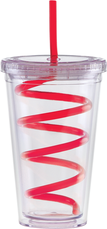 Carnival Cups-Color Curly Straw, Clear Lid 9