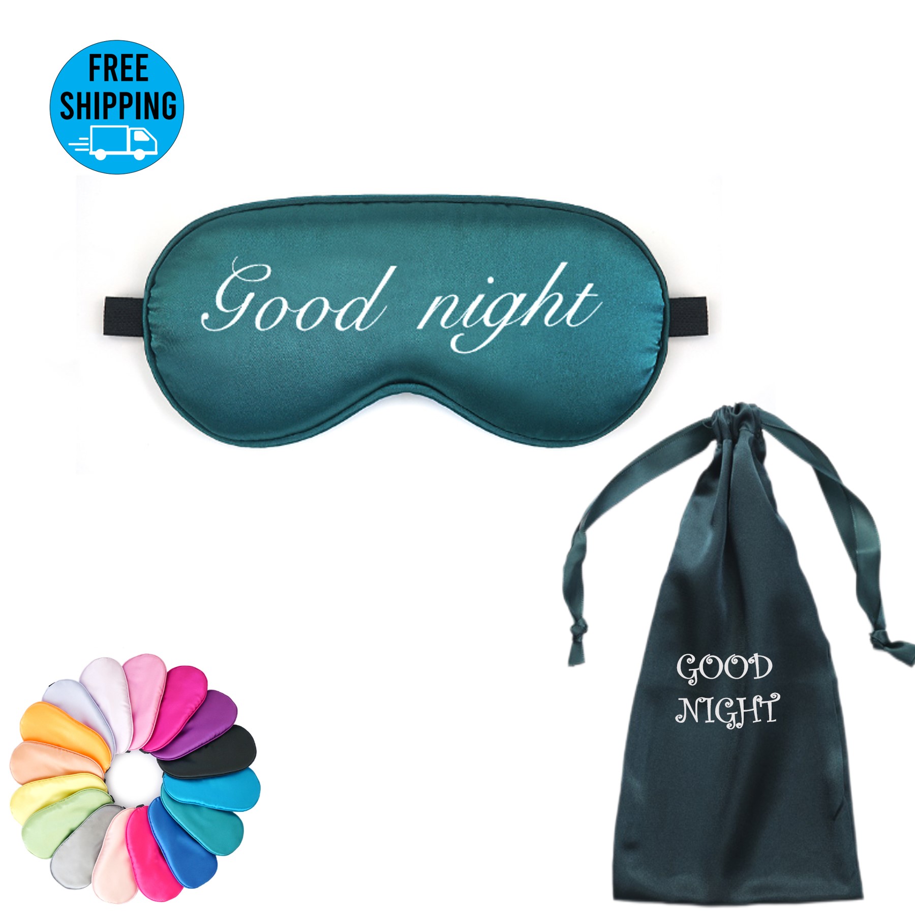 Soft adjustable Satin Sleeping Eye Mask with drawstring pocket 2
