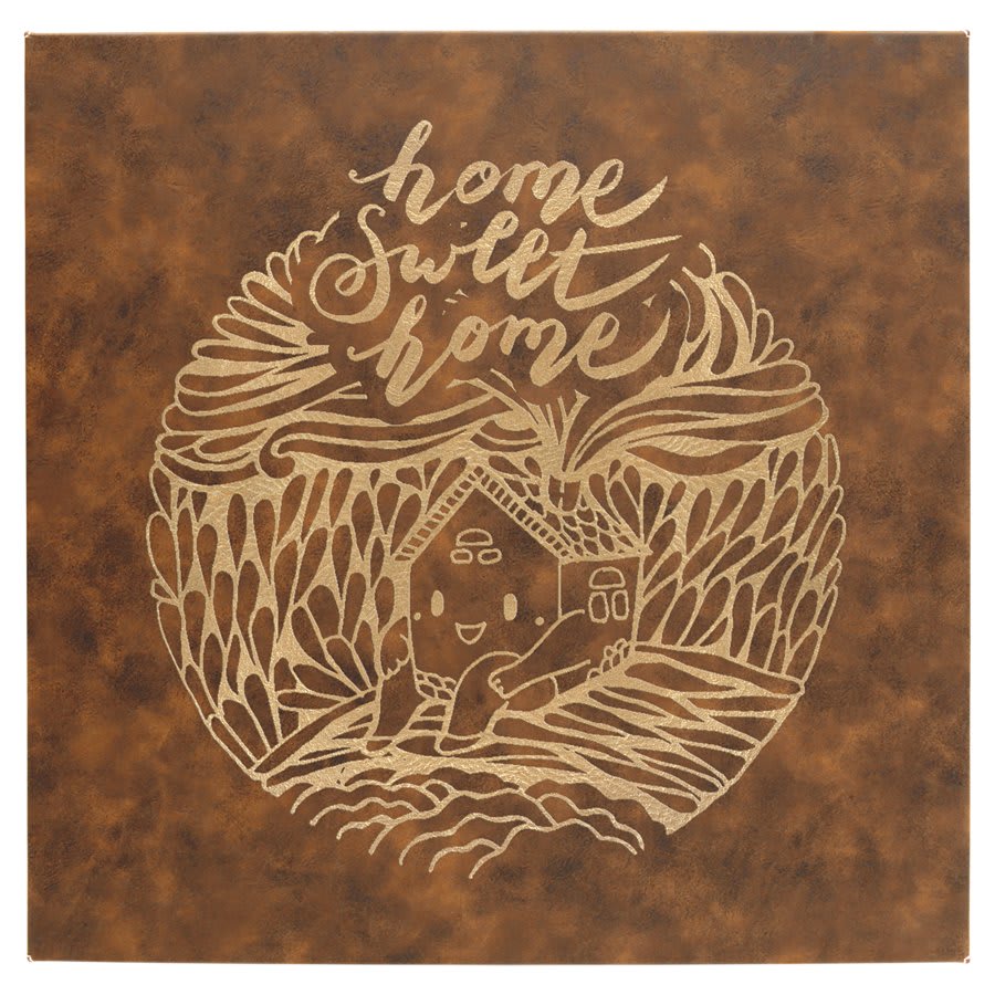14" x 14" Rustic/Gold Leatherette Wall Decor with Sawtooth Hanger 2