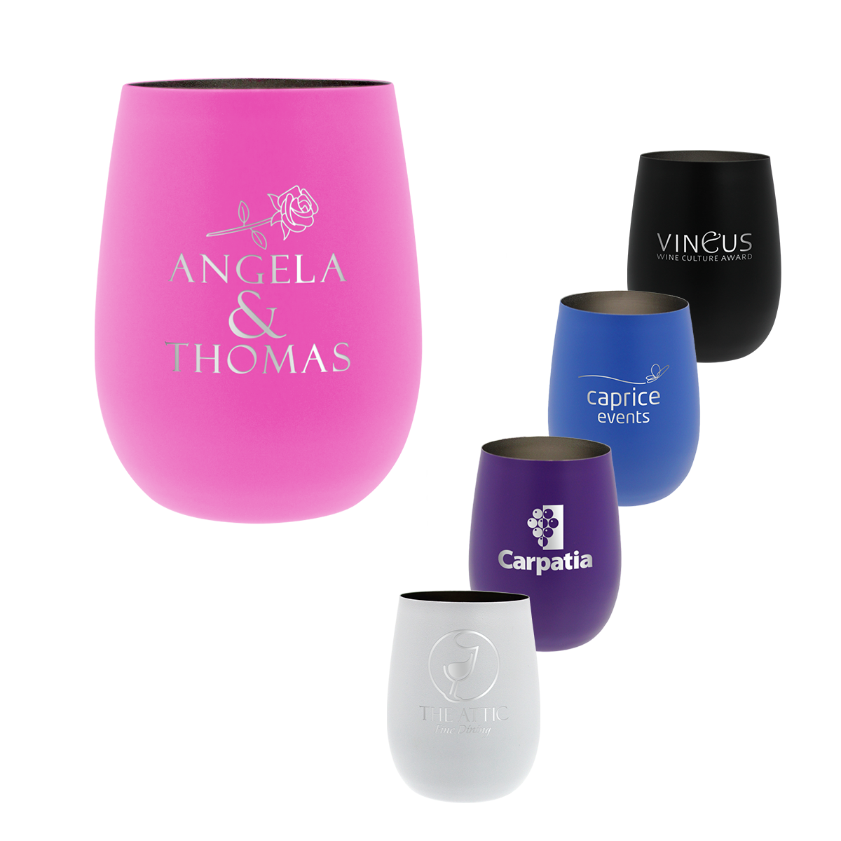 12 oz. Recycled Stainless Wine Glass, Laser, Premium