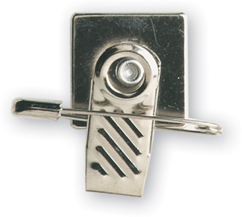 1-Hole Swivel Ribbed Badge Fastener Clip w/ Safety Pin
