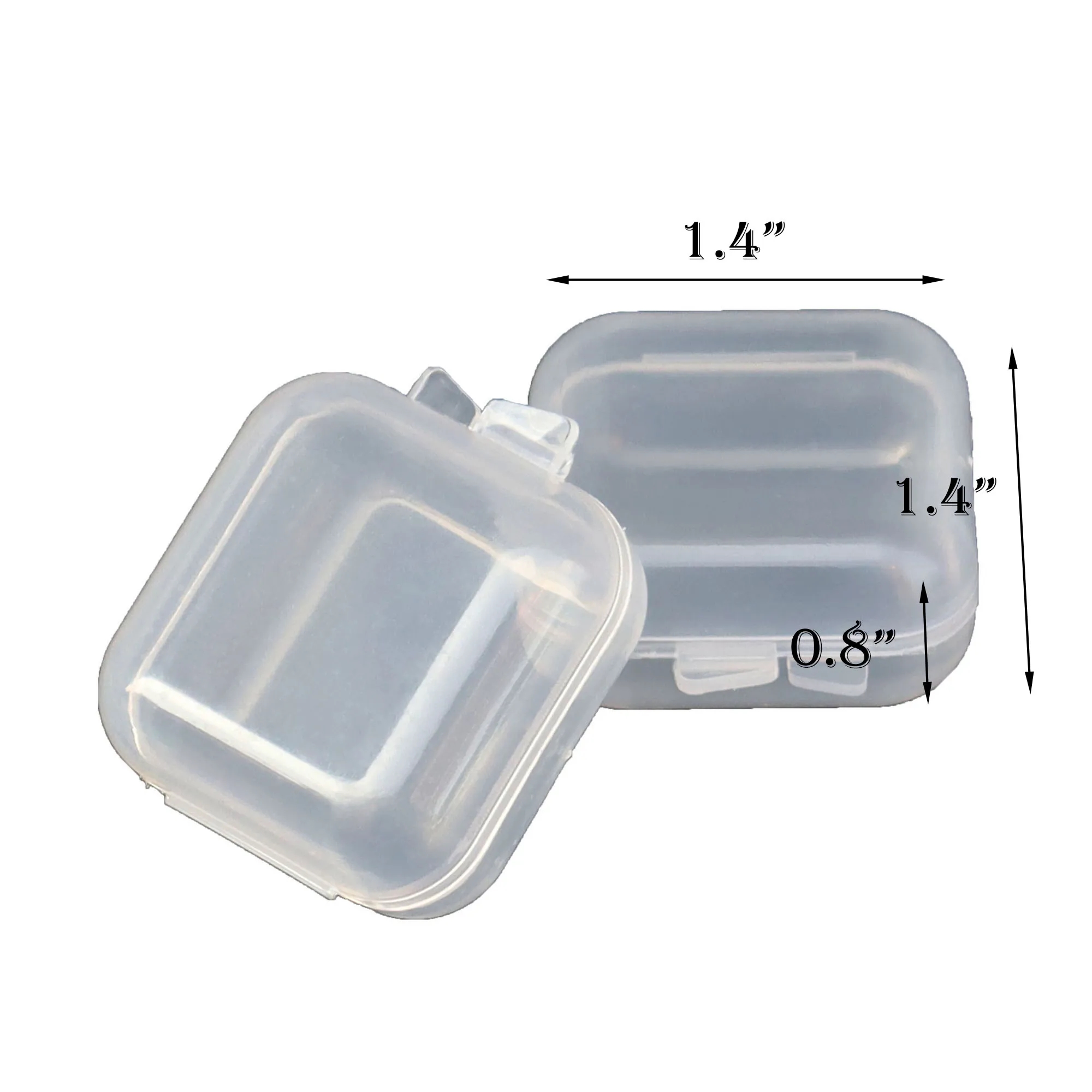 Mini Square Storage Containers Box with Hinged Lid Clear 1