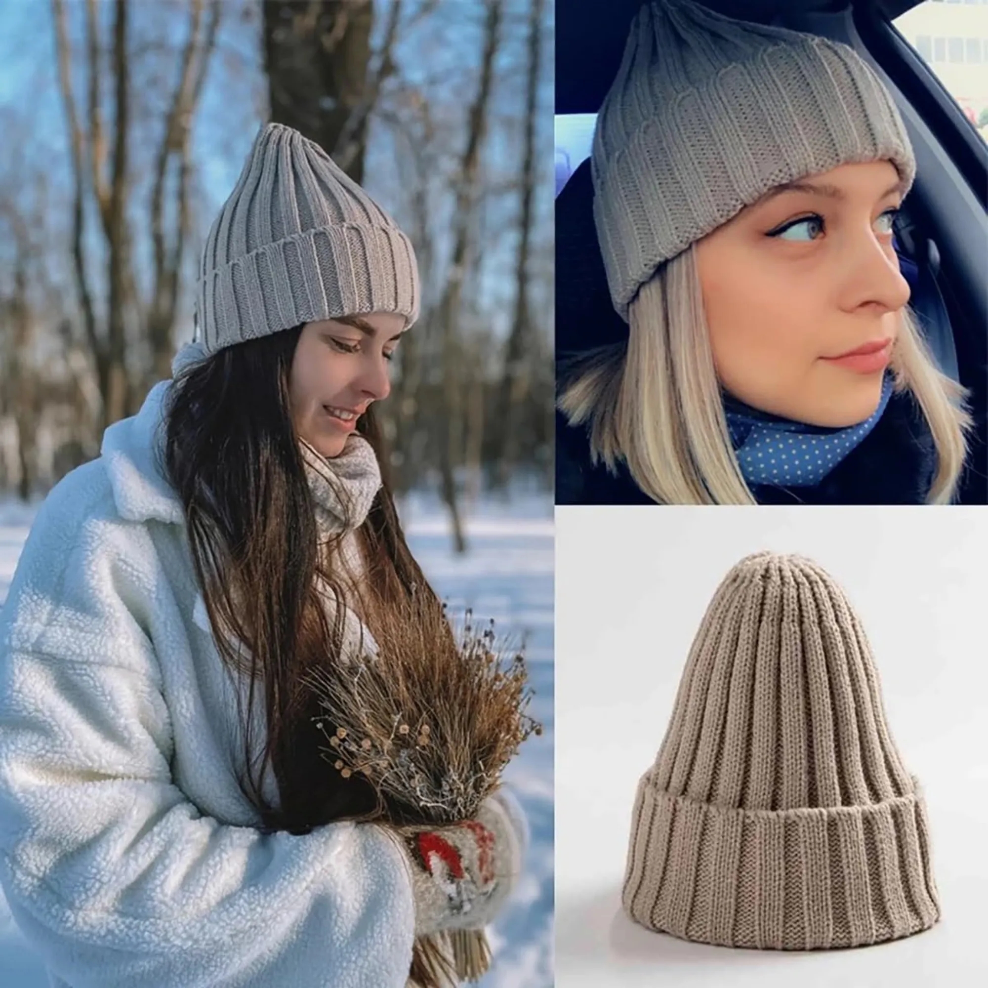 Warm Brimless Knit Beanie Hat for Men Women 22