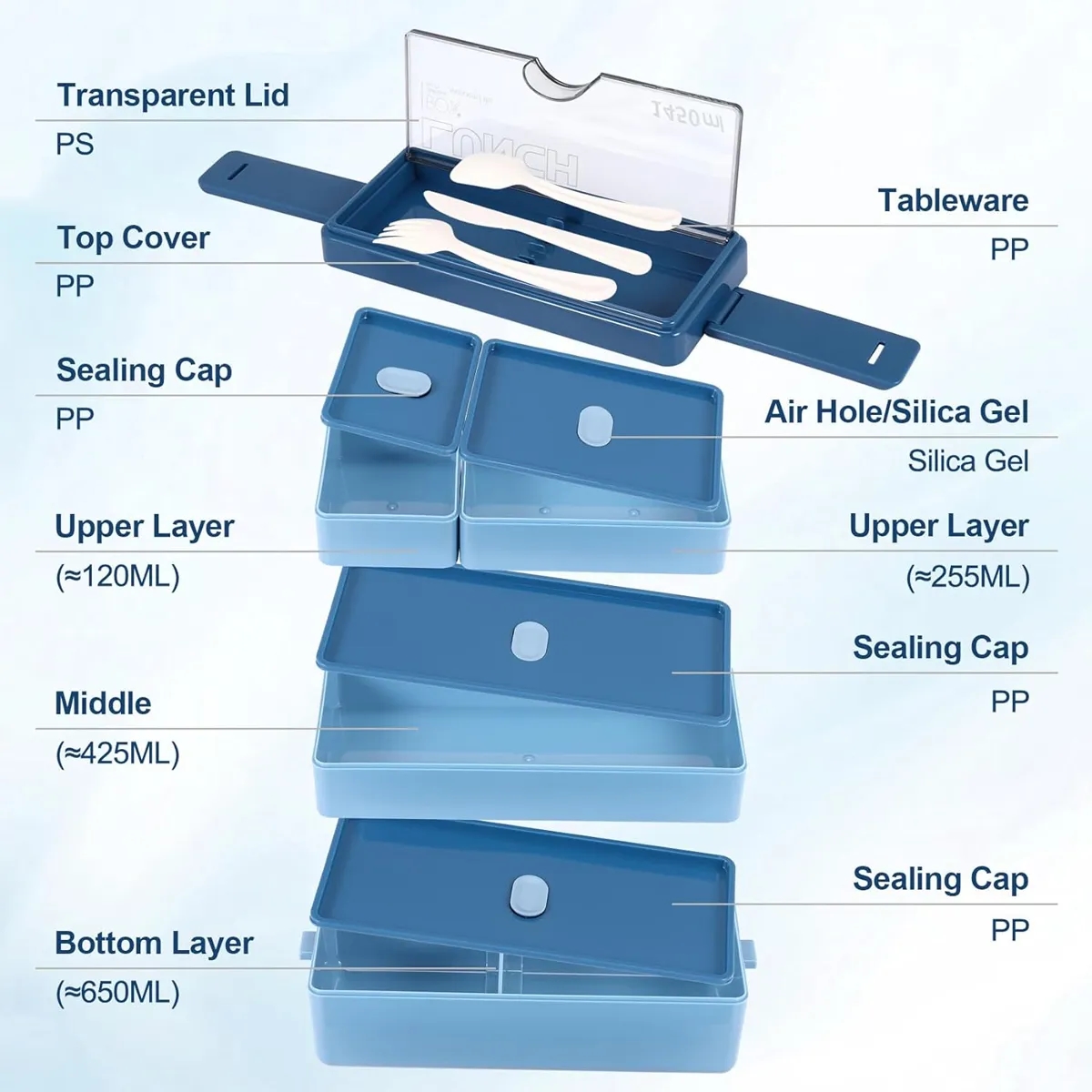 3 Compartment Stackable Bento Lunch Box 5