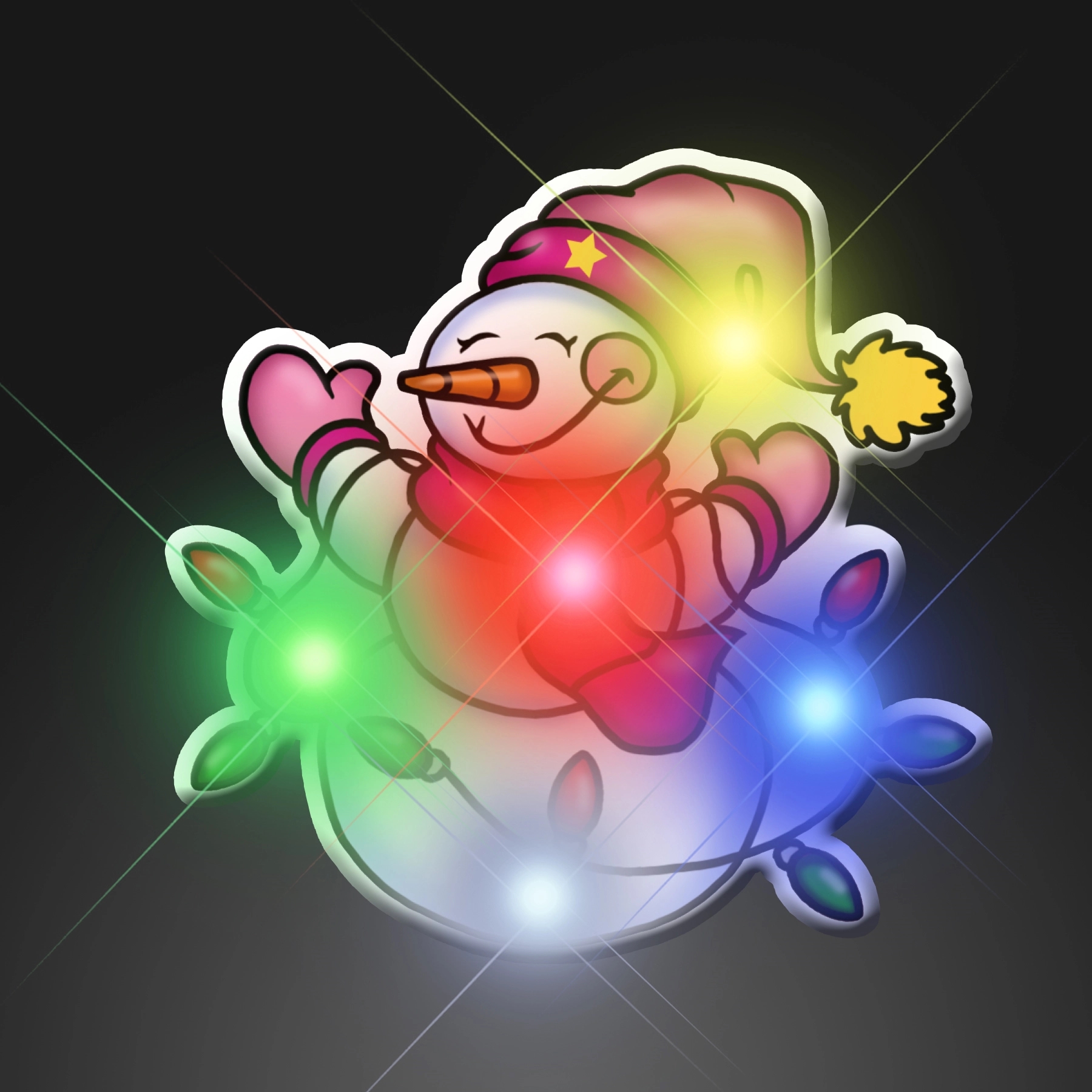 Snowman with Light Strand Flashing Pin 2