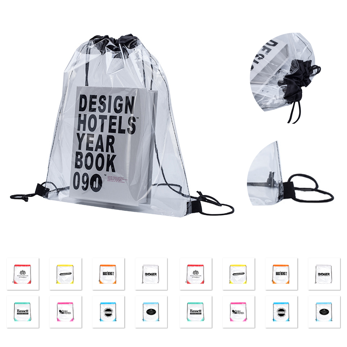 Transparent PVC backpack drawstring strap pocket 2