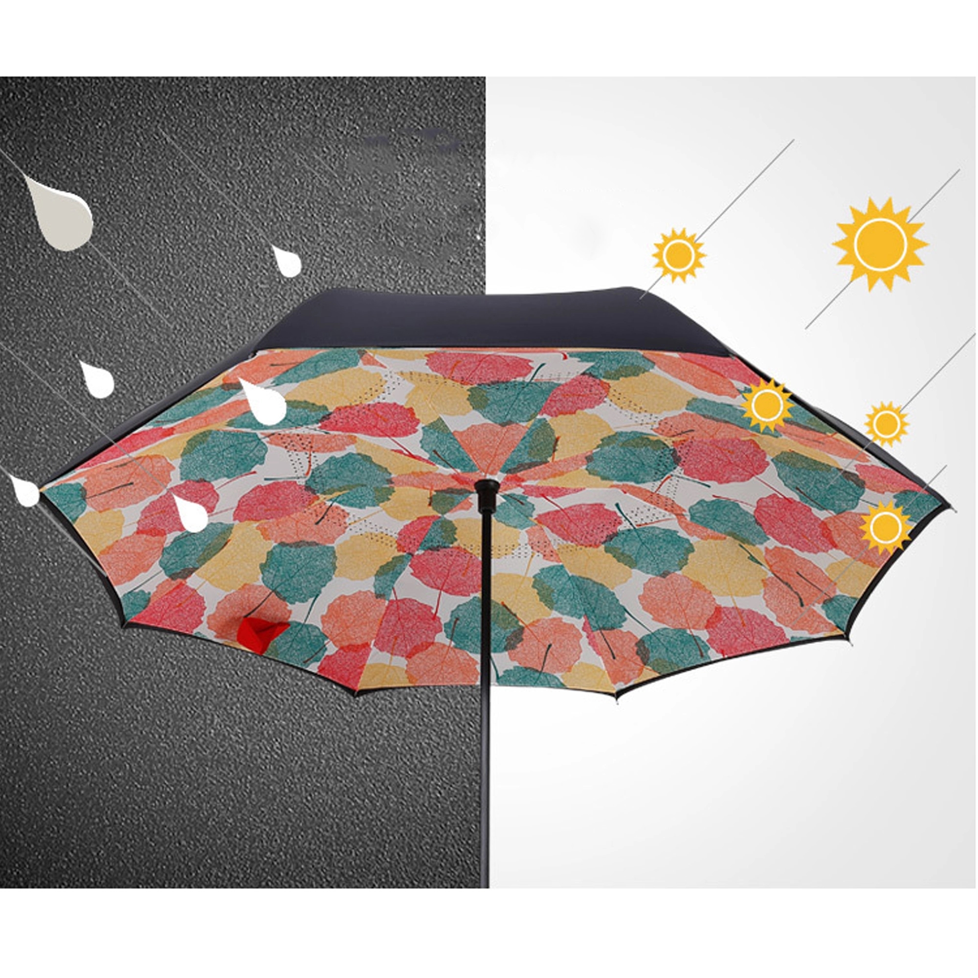 Full Color Inverted Reverse Umbrella with C-Shaped Handle 7