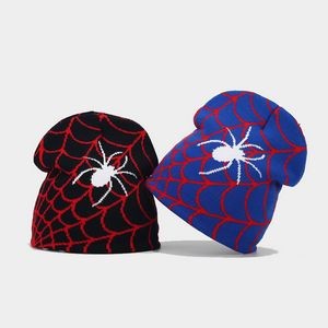 Spider Pattern Wool Acrylic Knit Hat 4