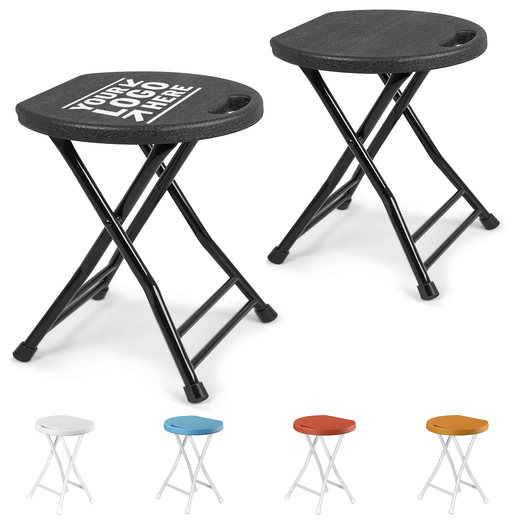 Adult 600 lbs Capacity Non-Slip Feet Indoor Outdoor Foldable Folding Chair Bar Stool With Handle 2