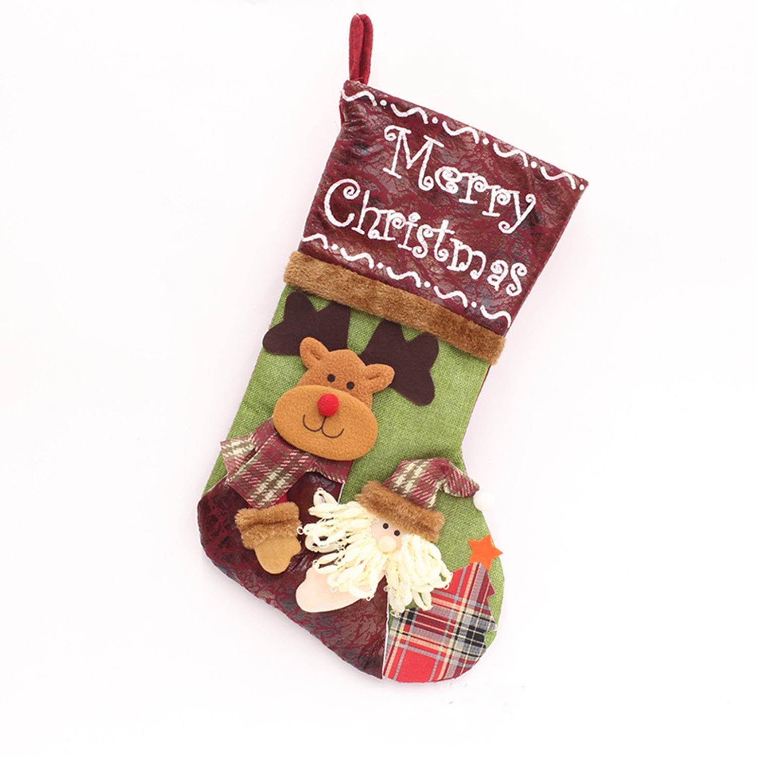 Imitation linen Christmas decorative socks 3