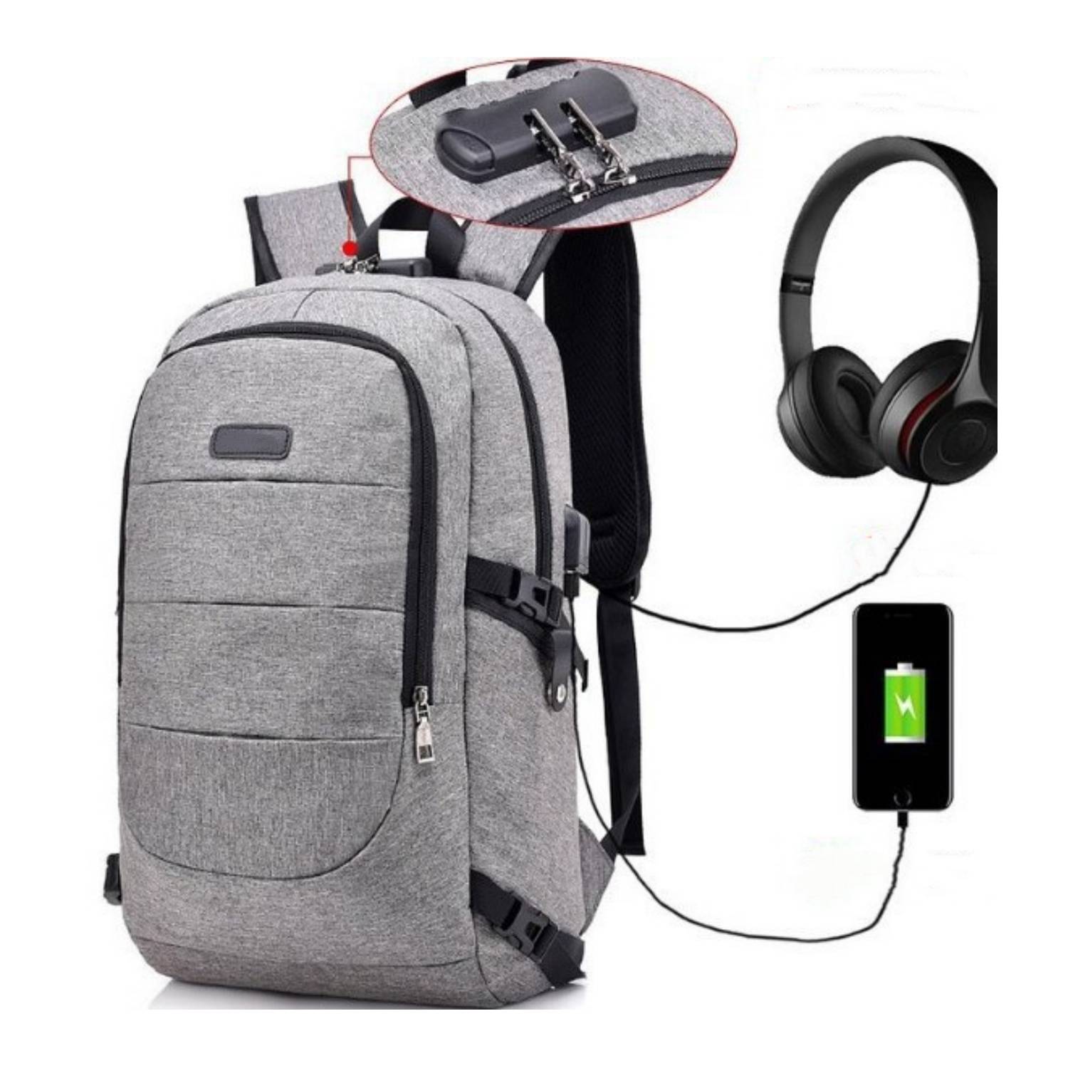 Large Capacity Laptop Business Travel Anti Theft Backpack 4
