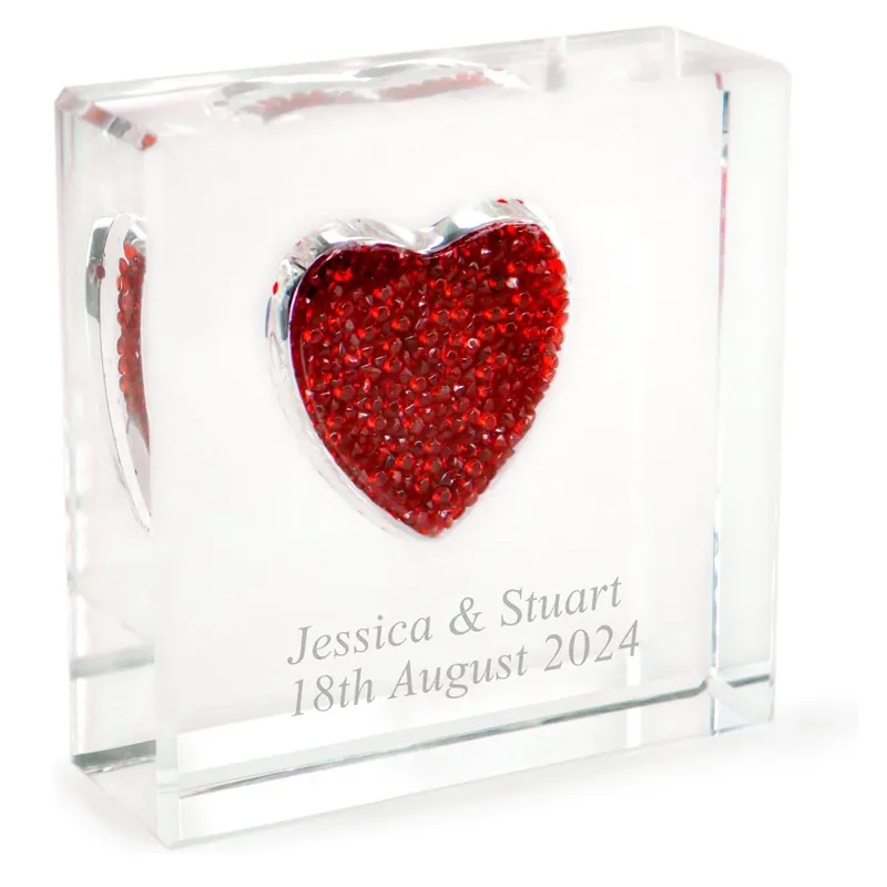 Personalised Red Crystal Heart Glass Keepsake 2