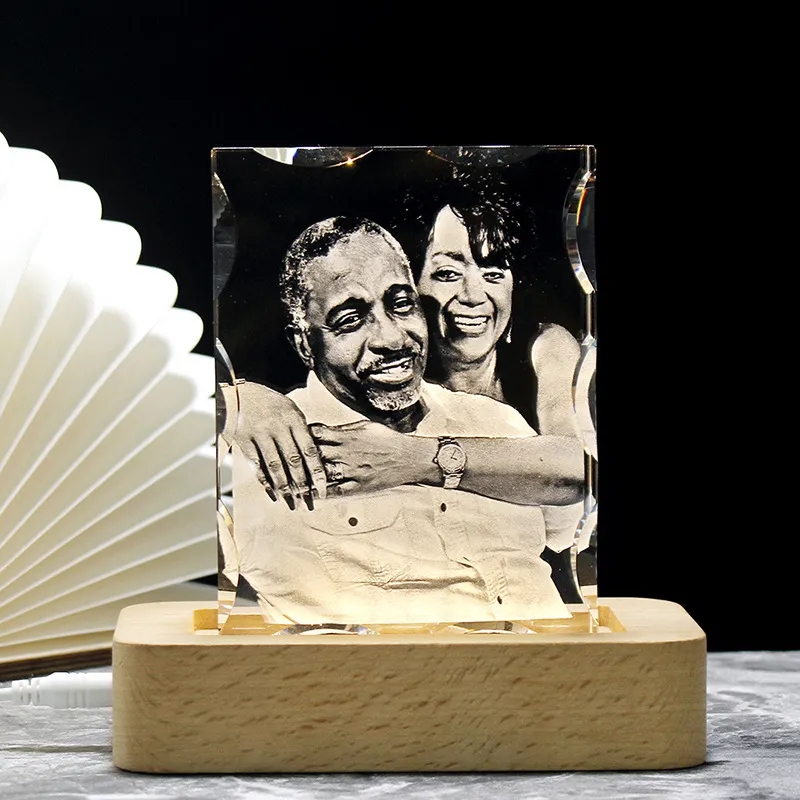 Custom 3D Crystal Photo with LED Light Base 9