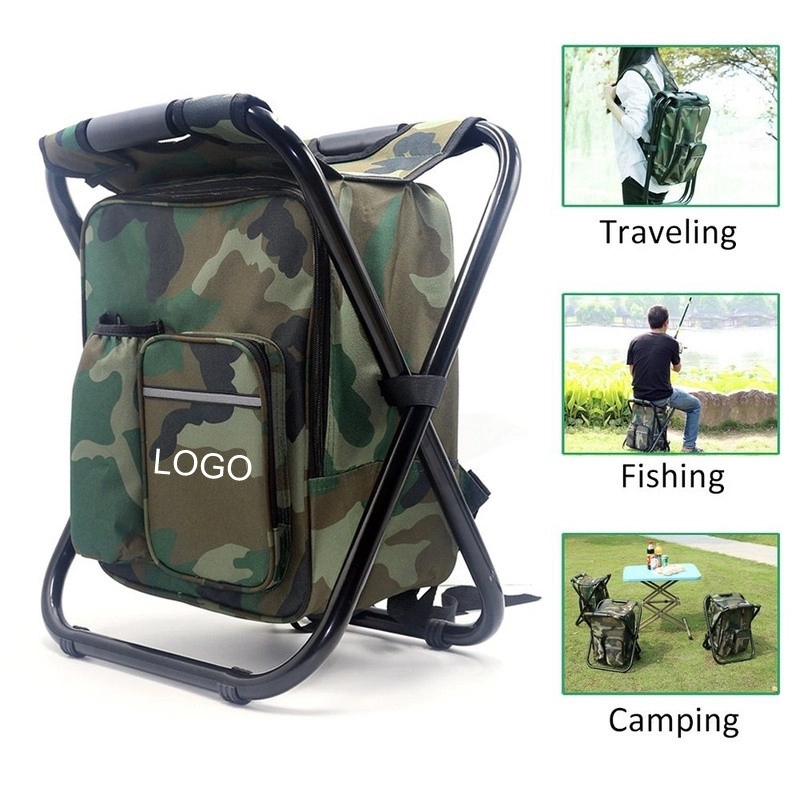 Folding Camping Fishing Chair Stool Backpack with Cooler 12