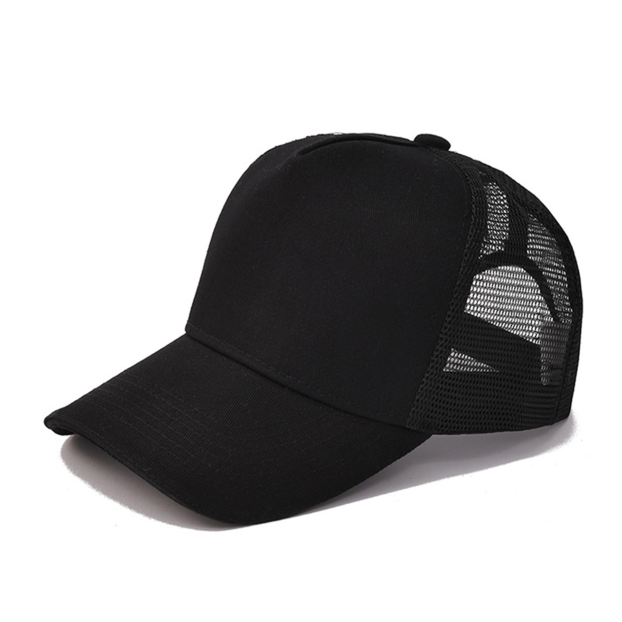 Stock Solid Color Cotton 5-Panel Trucker Cap 21