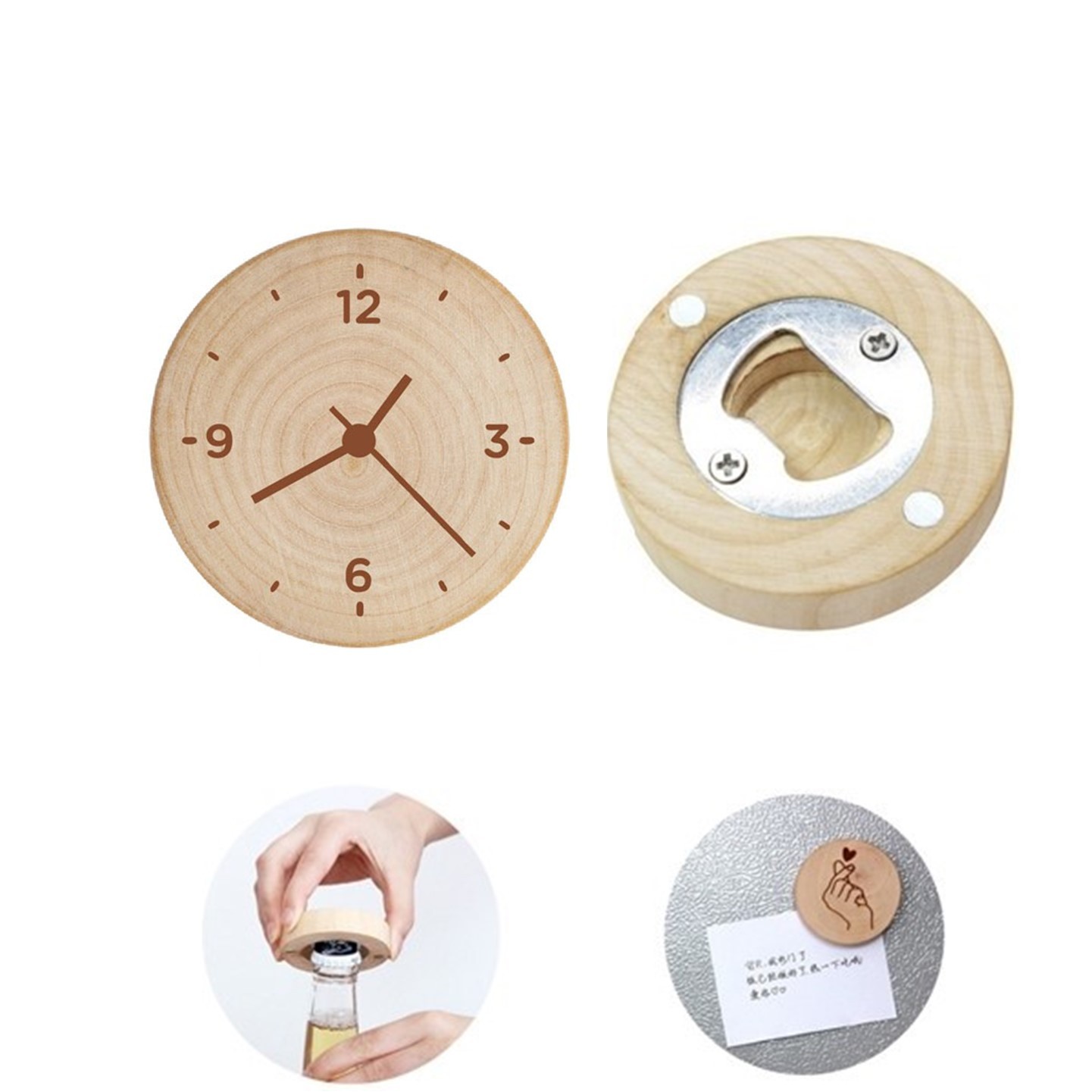 Wooden Fridge Magnet Beer Opener 2