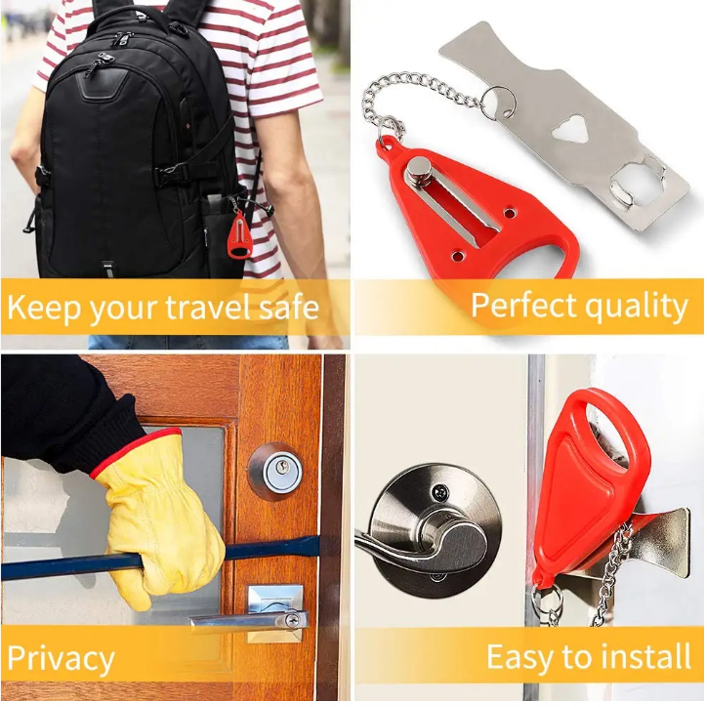 Portable Door Lock Safety Latch Metal Lock 4